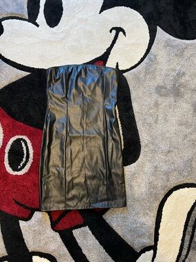 Black Faux Leather Pencil Skirt - Women's